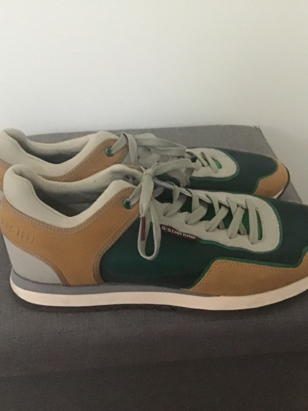 G Star Raw running shoes green and mustard size 11 runs large could fit 11.5